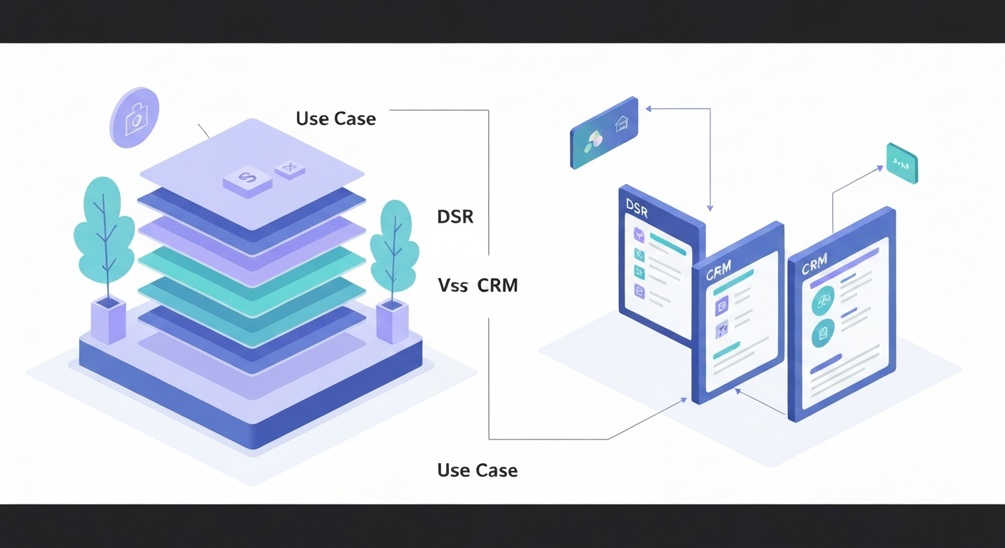 DSRとCRMの違いとは？役割・機能・使い分けをわかりやすく解説のイメージ