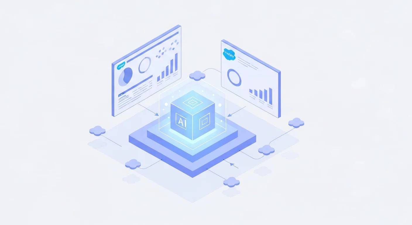 Salesforce Agentforce の概要図 - Atlas Reasoning Engine と Data Cloud がCRM業務を自律実行する構造