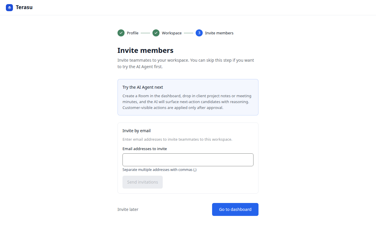Onboarding invite