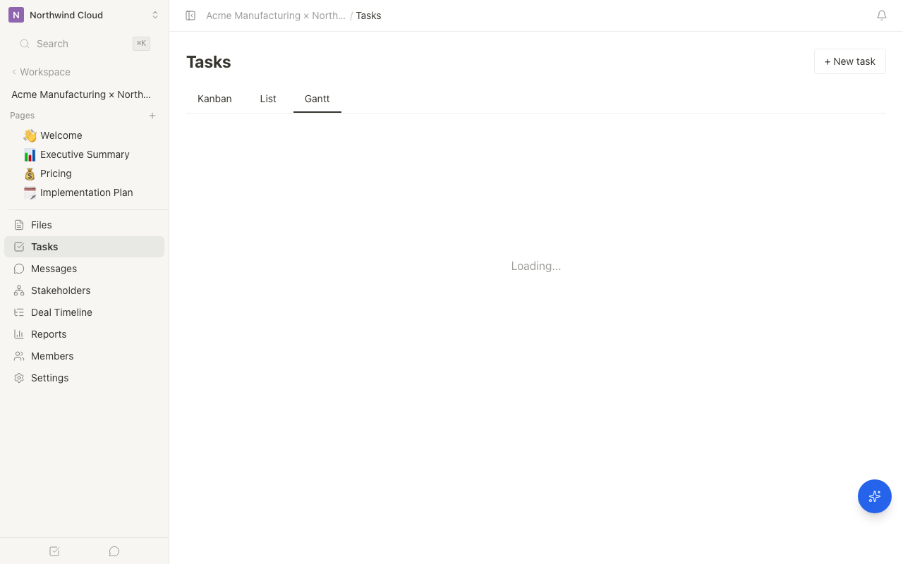 Gantt chart view