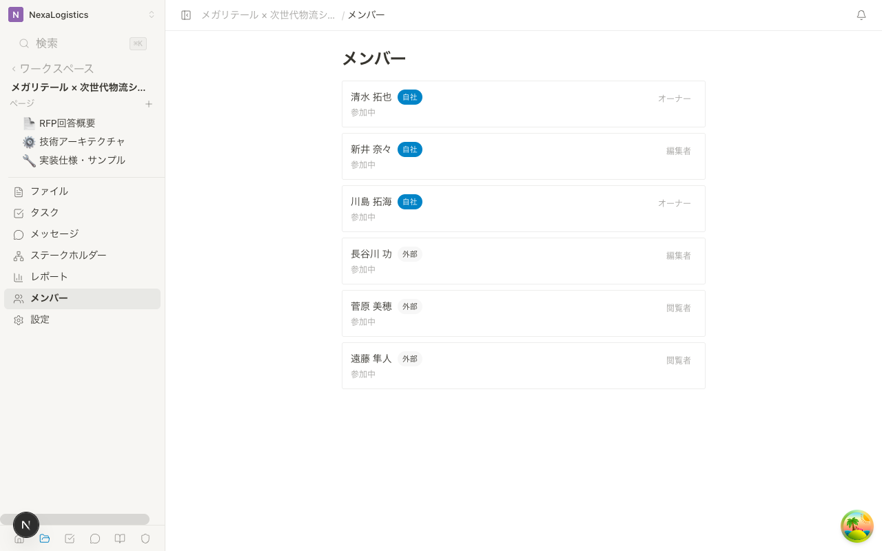 Roomメンバー管理画面