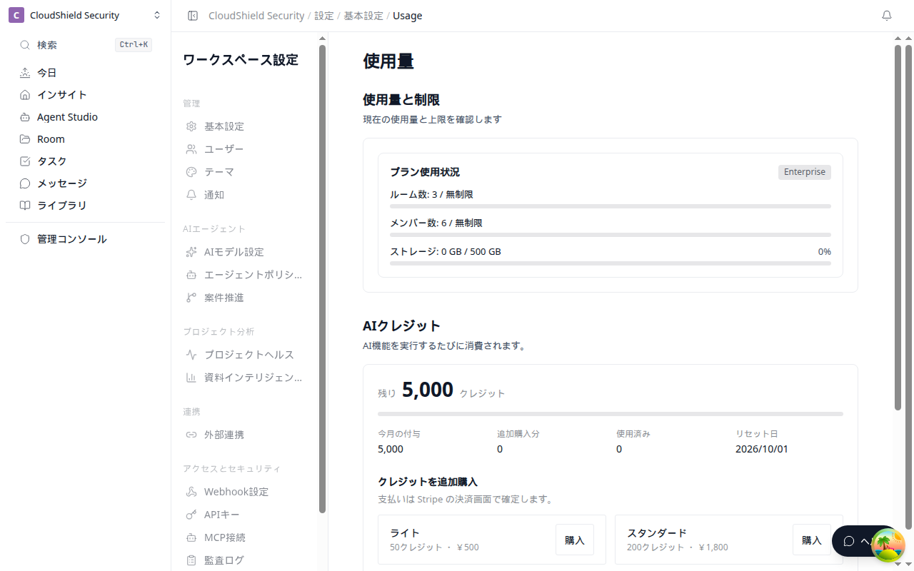 使用量画面